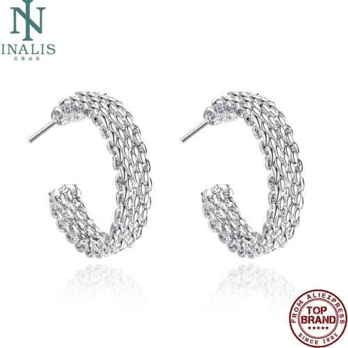 INALIS Fashion Silver Plated Earrings Simple Round For Women Earrings Anniversary Party Exquisite Romantic Jewelry Gifts 2021
