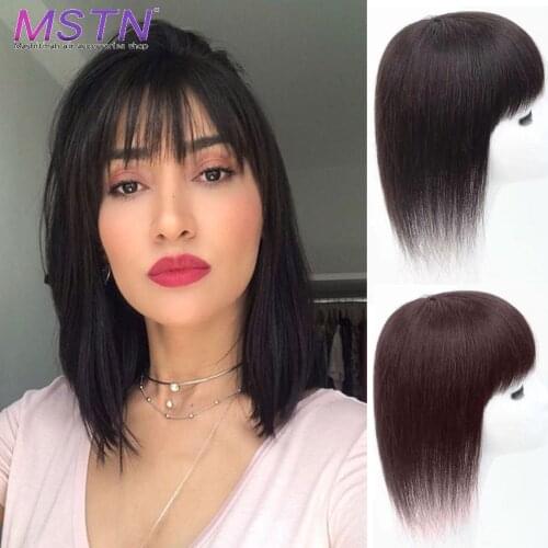 MSTN 8"10"12"14" Ladies BB Clip-On Extension Hairstyle With Bangs Synthetic Wig Clip In The Hair Brown Natural Black Comfortable