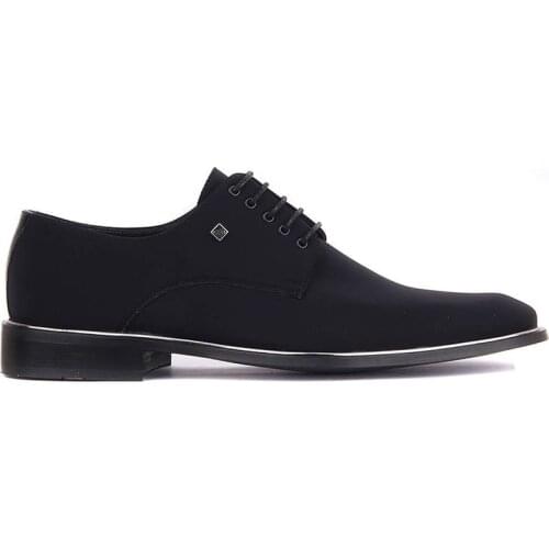 Mens Black Genuine Leather and Textile Classic Shoes FSC8003SİYAH