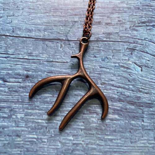 Copper Vintage Jewelry Deer Antler Necklace for Women Cute Antler Pendant