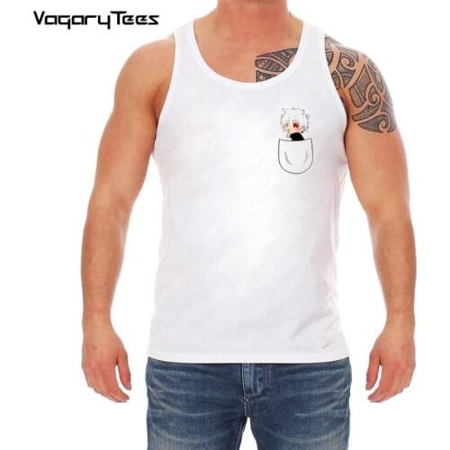 2019 New Arrival Men Fashion Pocket Ghoul Printed Japan anime Tank top Tee Hipster Cool Design Vest Tops
