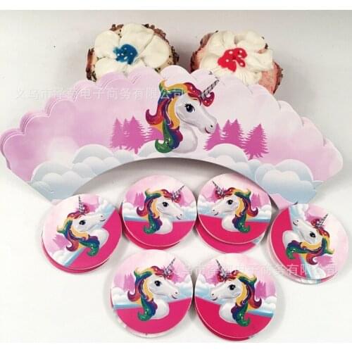 Unicorn shape wrapper with topper for cupcake decoration ,kids girl party decoration tools,cake decoration supplies 24pcs/set