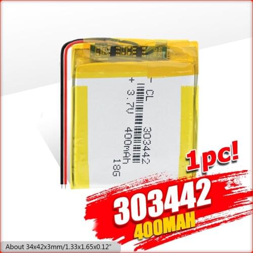 YCDC 303442 033442 400mah Rechargeable Li-ion Cell 3.7V lithium ion battery With PCM For Headphone GPS DVD MP3 MP4 Toy PSP