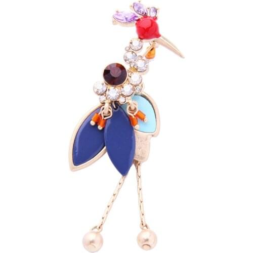Bulk Price Crystal Enamel Bird Brooch Pin New Arrival Vintage Brooch Supplies for Jewelry Kpop Accessories