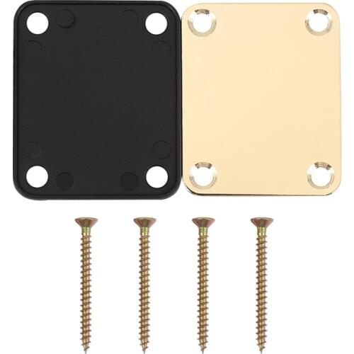 Gold Neck Plate with 4 Screws Replacement Part for Fender Strat Electric Guitar