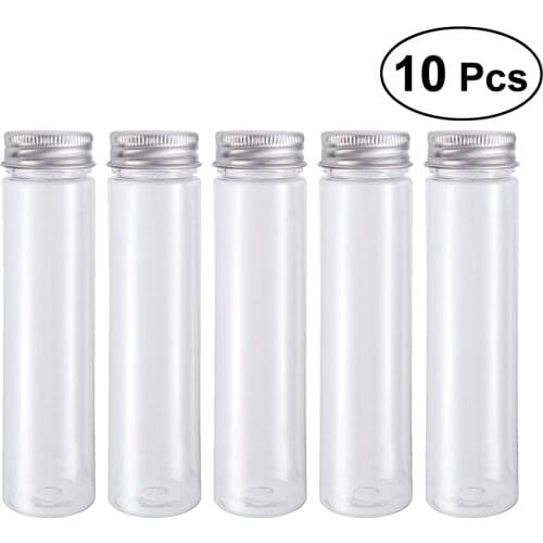 10pcs Transparent Clear Plastic Flat-bottomed Test Tubes with Screw Caps for Scientific Experiments Liquid Powder Storage