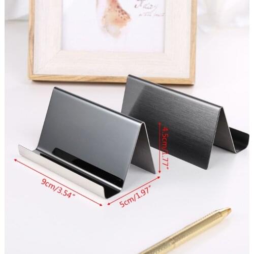 R9UA Stainless Steel Business Card Holder Desktop Card Display Rack Organizer for Office
