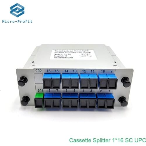 10pcs/lot 1x16 SC/UPC Cassette Insertion Type Fiber Optic Splitter Box Cassette Insertion Type Fiber Optic Splitter