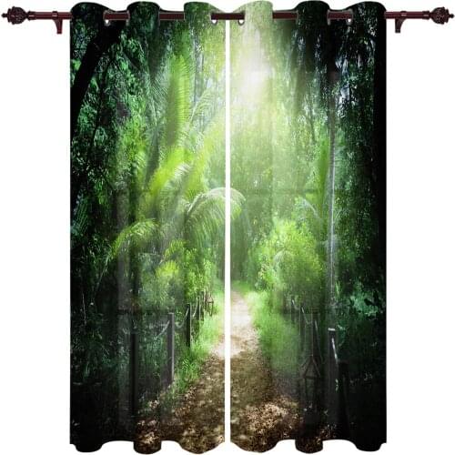Outdoor Curtains Forest Path Sunshine Living Room Kitchen Curtain Drape For Patio Garden Gazebo Yard Valance Cutains