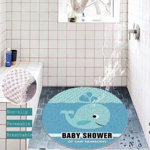 Cute Bathing Hollow Round Shower Room Floor Mat PVC Mesh Bottom Wire Loop Bathroom Door Mat Non-slip and Permeable