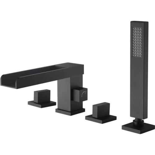 Bathroom Faucet Brass Matt Black Chrome Three holes Countertop installation single handle Hot cold Hand shower washbasin Bathtub