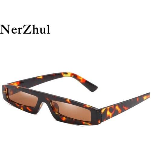 NerZhul Rectangle Sunglasses Men Women Brand Designer Small Sunglasses Female Tortoise Brown Lenses Eyewear Male 2018