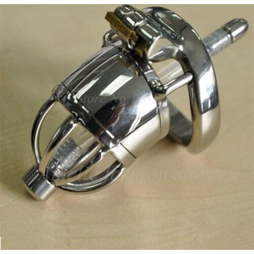 Stealth Lock Male Stainless Steel Chastity Belt Device,Cock Cage With Catheter,Lockable Penis Lock Cock Ring Sex Toys For Men