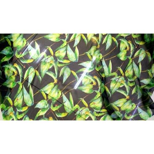 Free Green Leaf block prints French Lace Chiffon Fabric For Sewing Woven Material Textile Tulle Dress kids 100% Silk Fabrics