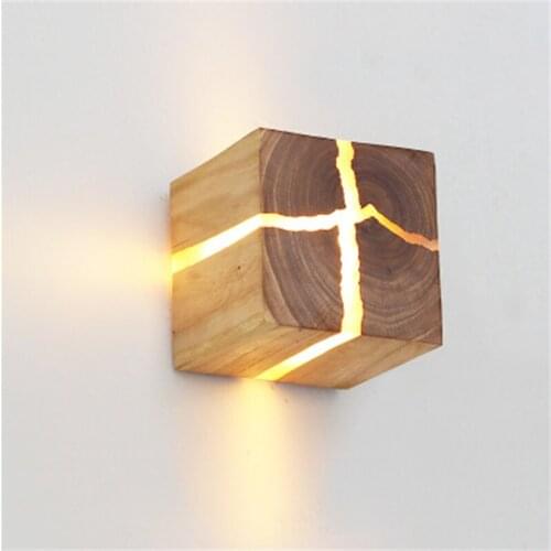 Cracked Wooden Wall Lamp Original Creative Solid Wood LED Bedside Lamp Aisle Lights Decorative Night Lamp Wood Wall Lamp