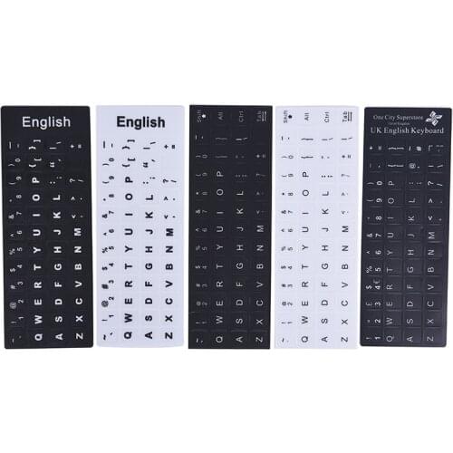 Universal English Keyboard Replacement Stickers Skin White On Black Suitable For Any PC Keyboard Or Laptop