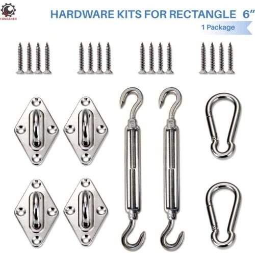Stainless Steel Installation Complete Hardware Shade Sail Hardware Kit For Rectangle and Square Sun Shade Sail Installation