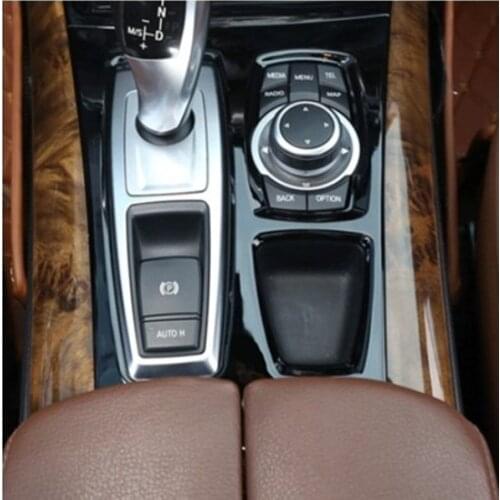 Interior Carbon fiber LHD RHD Gear Control Panel cover Cup Holder Frame Trim car Sticker For BMW X5 X6 E70 E71 2008-2013