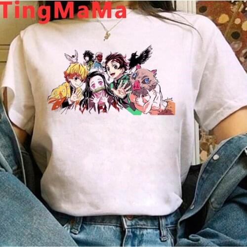 Demon Slayer Kimetsu No Yaiba Tanjirou Kamado female couple clothes japanese tumblr white t shirt t shirt harajuku kawaii