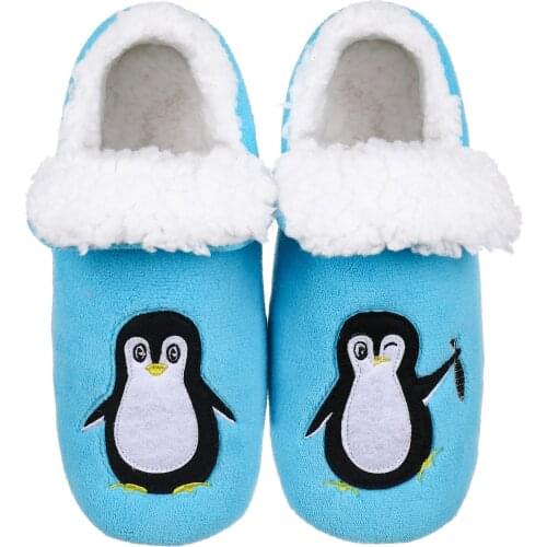 Womens Slipper Socks/Winter Fluffy Warm Animal Series Indoor Socks with Grip/Non Slip Sherpa Fleece-Lined Booties Penguin
