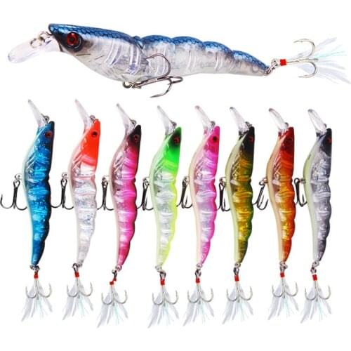 1Pc Simulation Shrimp Pattern Fishing Lure 95MM 13.6g Hard Bait Carp Baits Wobbler Fishing Tackle Swimbait with Hook
