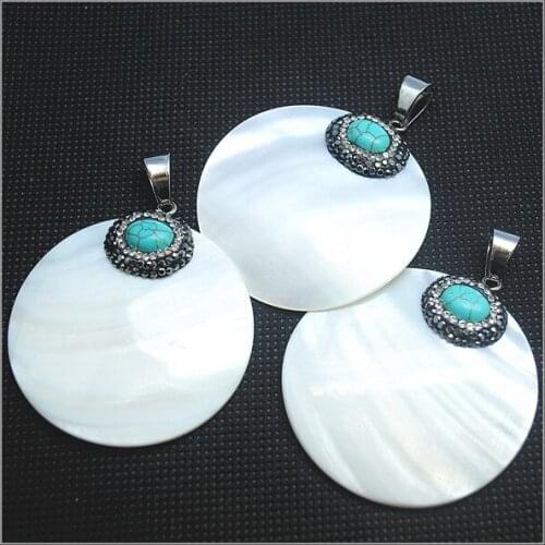 1pc nature white shell pendants charms items light blue mother of pearl top fashion shell items accessories diy jewelry findings