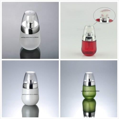 30ml frosted/pearlwhite/red/green glass bottle with silver pump for lotion/emulsion/foundation/serum skin care cosmetic packing