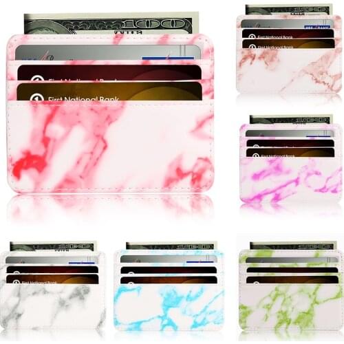 5 Color Fashion Cute Marble Pattern Card Package Waterproof Pu Bank Business Id Card Holder Travel Portable Wallet Case