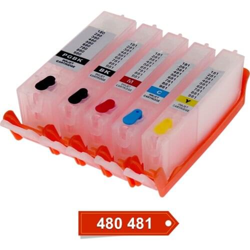 5 Colors PGI 480 CLI481 Ink Cartridge With Auto Reset Chip For Canon PIXMA TS6140 TR7540 TR8540 Printer Compatible Cartridge