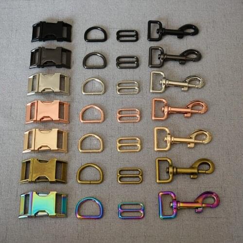 50 sets 25mm metal straps slider D ring release belt buckle snap hook clasp pet dog collar leash sewing accessories