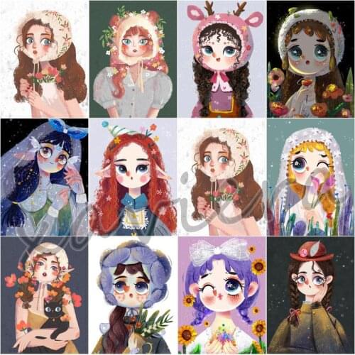 Xaviera Cartooon Girl Diamond Painting Full Square Round Drill Embroidery Cute Baby Rhinestone Picture Cross Stitch Girls Gifts