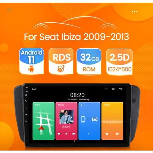 Android 11 Systems car Audio multimedia player for SEAT Ibiza 2009 2010 2011 2012 2013 GPS navigation support RDS WIFI USB FM