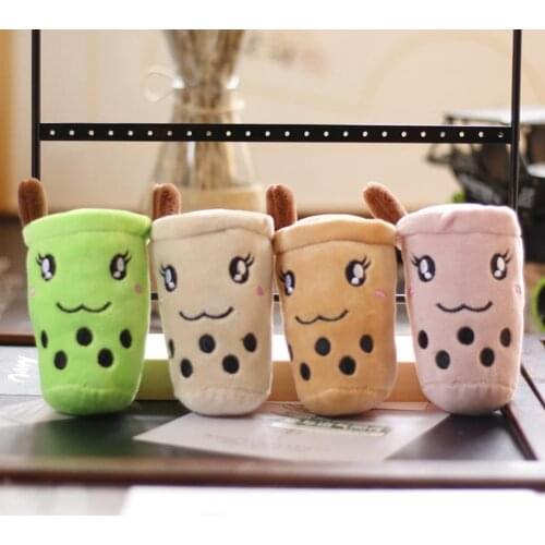 4 Color Lovely Bubble Tea Cup Keychain Soft Hanging Design Cartoon Bubble Tea Cup Backpack Plush Pendant for Decoration
