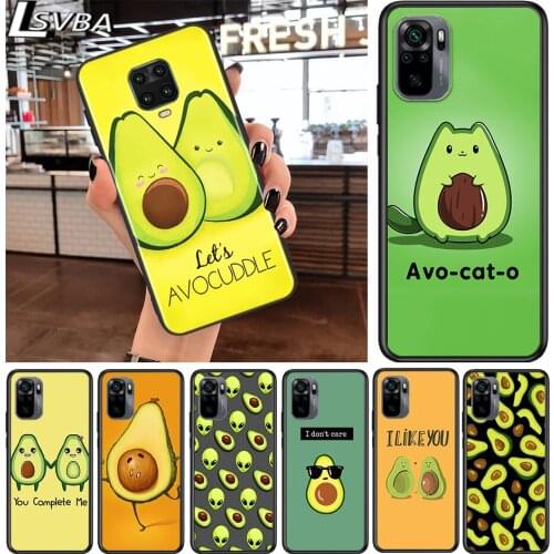 Cute Avocado for Xiaomi Redmi Note 10 10S 9 9T 9S 9Pro Max 8T 8Pro 8 7 6 5 Pro 5A 4X 4 Soft Black Phone Case