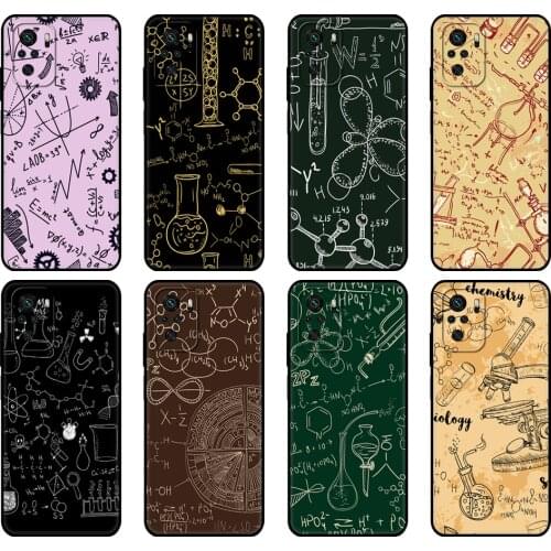 Black tpu Case For Xiaomi Redmi 9T Case Redmi Note 9T Note 10 Pro Case Vintage Seamless Chemistry Laboratory