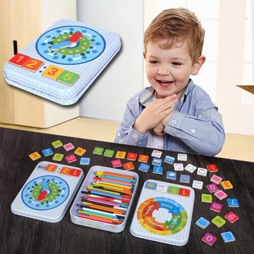 Wooden Stick Magnetic Card Math Learning Count Game Puzzle Education Kids Toy