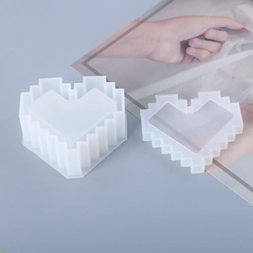 DIY Heart Shaped Storage Box Silicone Mould with Lid Design Epoxy Resin Mold for Jewelry