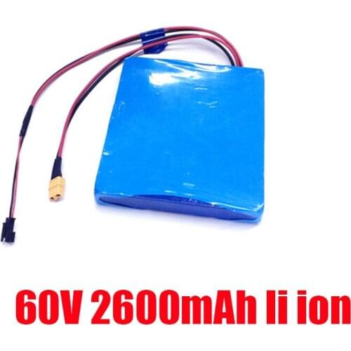 60v electric unicycle battery 156Wh 60v 2.6ah lithium battery 60v 2600mah 18650 brand cells battery pack built-in BMS