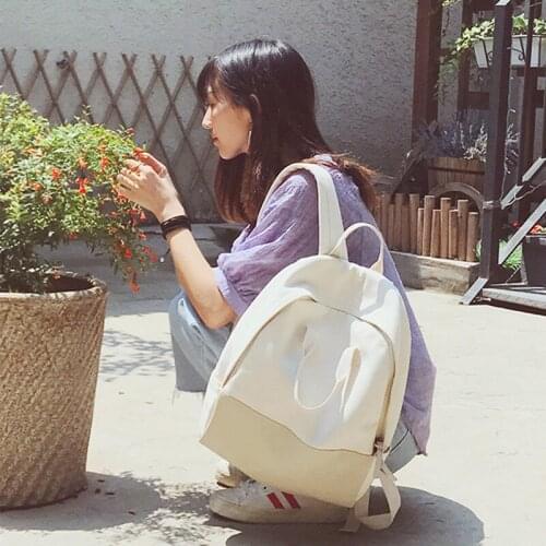Women Simple Canvas Backpacks Beige Gray School Bags For Teenagers Girls Casual Rucksack Backpacks Large Travel mochila feminina
