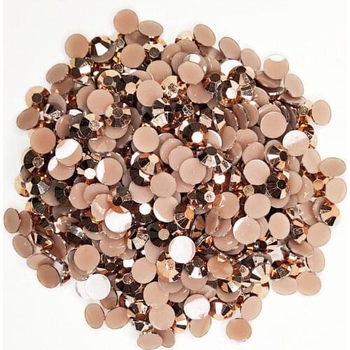 Good Quality Rose Gold Hematite Resin Flatback Glue On Beads 2mm~6mm Non Hotfix Rhinestones for Nail Art/Garment/Decoration