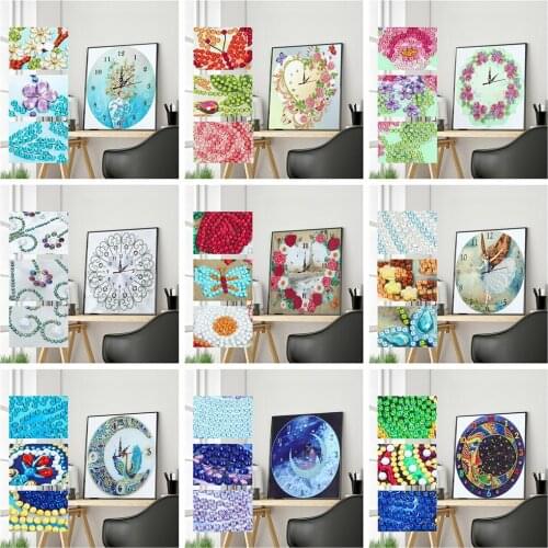 Huacan DIY Diamond Painting Clock Pictures Of Rhinestones Special Shaped Diamond Embroidery Sale Mosaic Handmade Gift