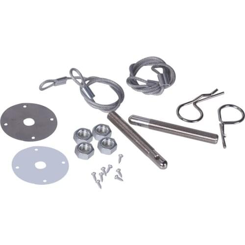 Stainless Steel Mounting Cover Kit Universal Mount Hood Pin Hat Lock Racing Style MS03001 19Mar29