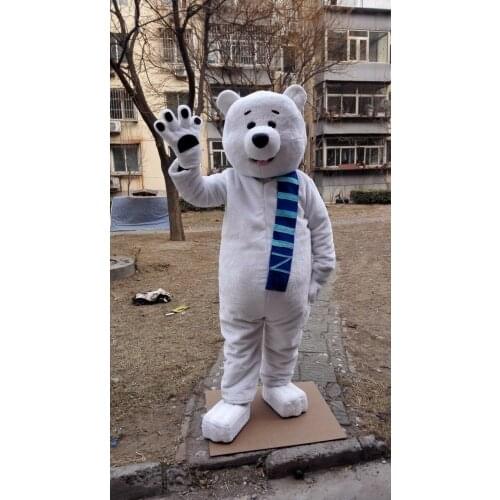 White Bear Mascot Costume Suit Cosplay Party Game Dress Outfit Halloween Fancy Interesting Funny Cartoon Character Clothing 2019