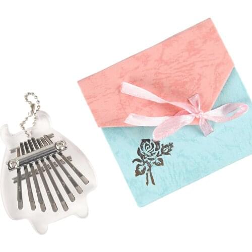 Crystal 8 keys Kalimba Ox Horn Mini Kalimba Gift Box Portable Thumb Piano Backpack Pendant Table Cabinet Decorations