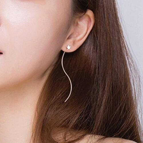 Hot Sale Star Earring For Girl Minimalist Geometric Wave Long Earrings Ear Line Exquisite Women Jewelry Valentines Day Gift