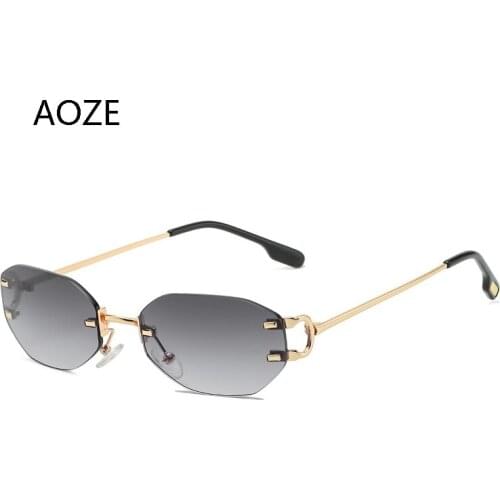 AOZE Fashion Women Sun Glasses New Rimless Sunglasses For Female UV Ray Cutting Nylon Lens Ladys Eyewear Accessories