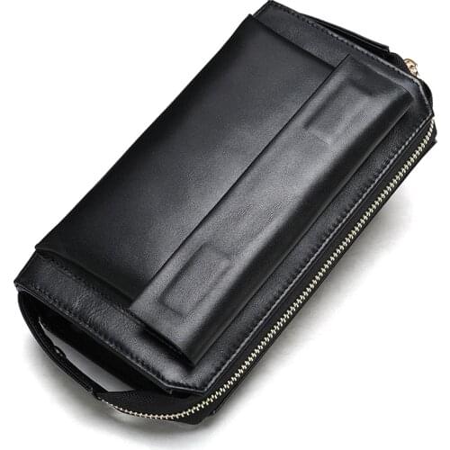 Fashion mens clutch leather for men wallets leather genuine long mens wallet multifunction wallet for men purse handy bag 9032