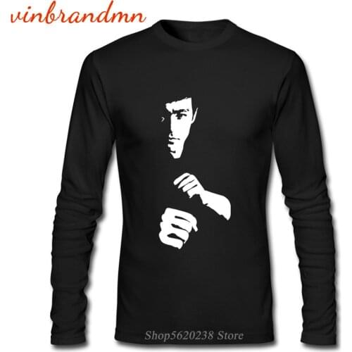 Kungfu Bruce Lee Men Printed Long Sleeve T Shirt Martial Art Master Bruce lee Jeet Kune Do Funny Tee Top Vogue Aesthetic T-shirt