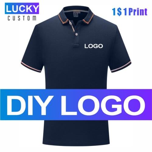 Mens Short-Sleeved Polo Shirt Custom Printing Embroidery Logo Casual Business Shirt Solid Color Lapel Clothes 4Xl Lucky Custom