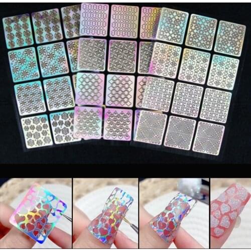 Hollow nail sticker stencil Geometric star heart flower shape Adhesive Manicure Decal DIY Tips Nail Print Template Accessories